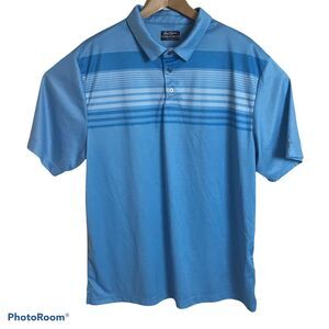 Ben Hogan Performance Golf Mens Polo Shirt Short Sleeve Blue Stripe Sz XL